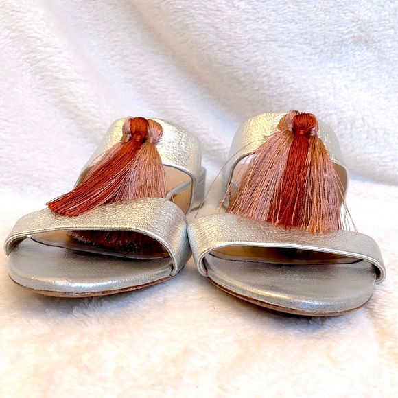 Loeffler Randall Tassel Silver Sandals - Picture 6 of 7